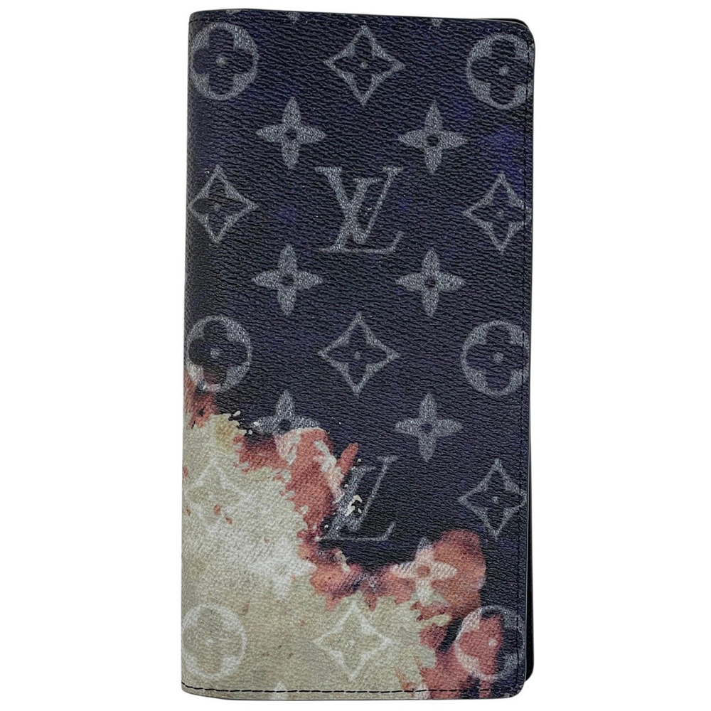Louis Vuitton Portefeuille Brazza NM Monogram Bleach Long Wallet Navy Blue